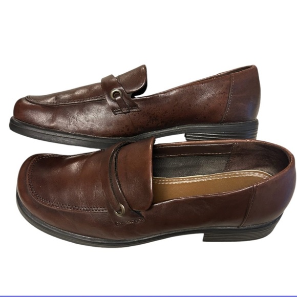 Naturalizer Y2K Chunky Heel Loafer Brown Leather Square Toe   Sz 9 - Picture 5 of 10